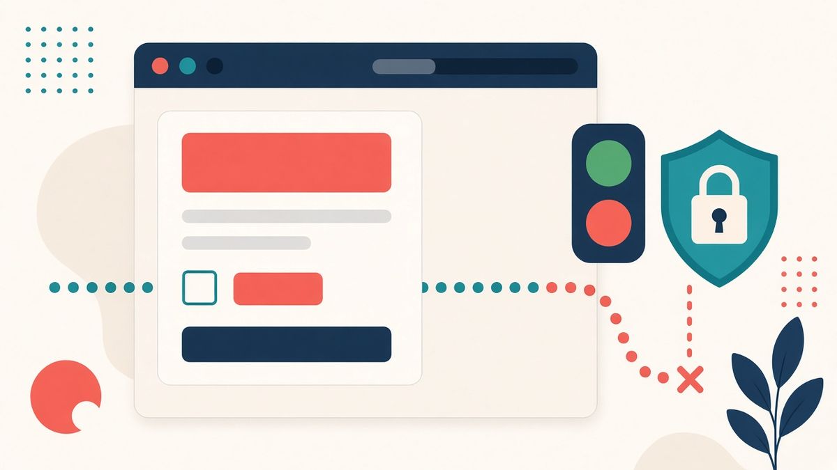 Consent Mode V2 e consenso privacy Banner cookie con semaforo e scudo con lucchetto che rappresentano il Consent Mode V2 e la privacy degli utenti